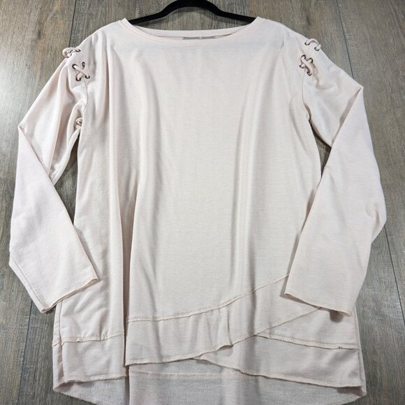 Chicos Tunic Top Womens Large Light Pink Long Sleeve Soft Knit Feminine - Picture 2 of 9